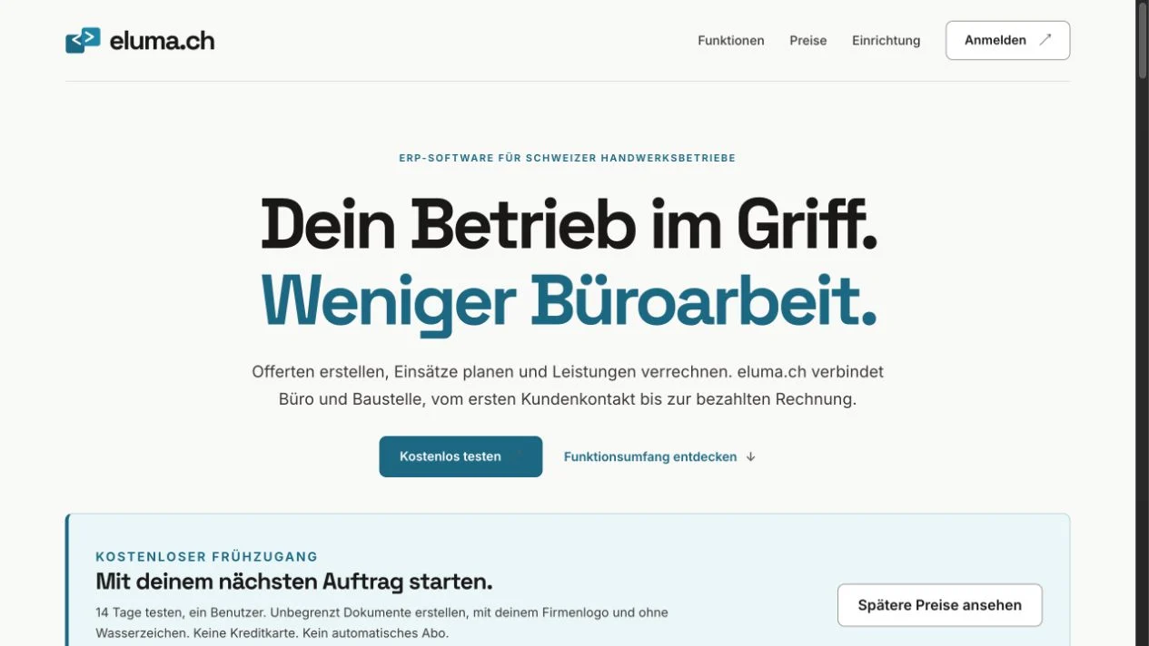 eluma.ch ERP: Produktüberblick
